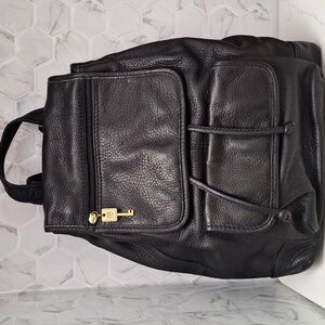 Fossil Black Pebbled Leather Backpack